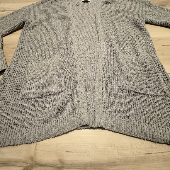 Rachel Zoe Women M Cardigan Open Front Knit Pockets Long Sleeve Gray Coastal - Picture 3 of 8